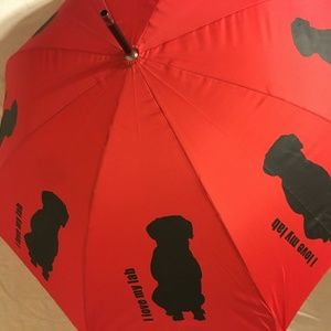Labrador Walking Stick Style Umbrella Black/Red